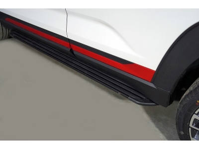 Пороги алюминиевые Slim Line Black 1720 мм ТСС для Changan CS35 plus I Рестайлинг 2WD 1.5T 2021 – н.в.