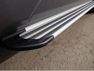 Пороги алюминиевые Slim Line Silver для Mazda CX-5 № MAZCX512-33S
